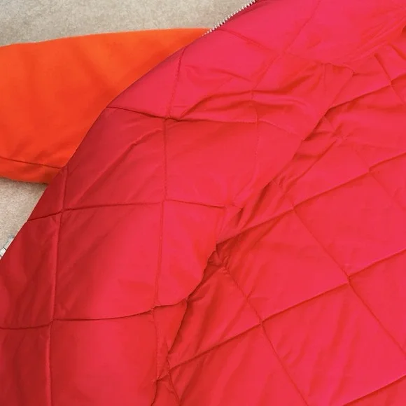 VTG Woolrich Hunting Jacket Large Orange Quilted Lined Flap Pocket Field Outdoor
